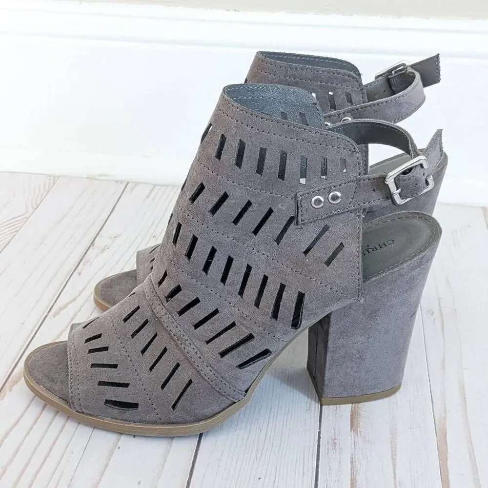 Christian Siriano Gray Suede Women's Winter Block Heels